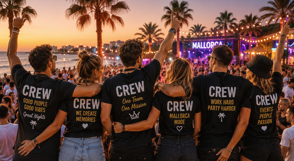 Event-Crew mit bedruckten Crew-Shirts