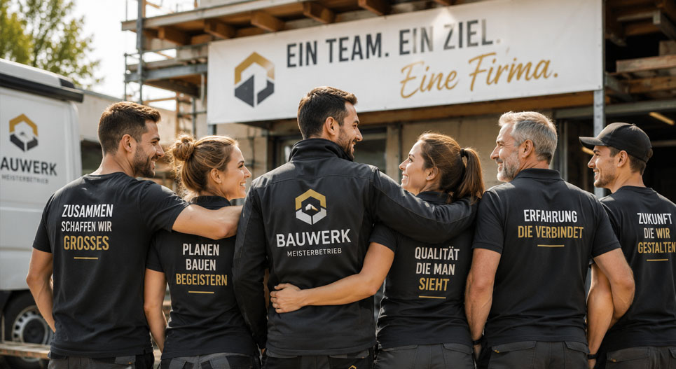Mitarbeitende mit Firmenshirts